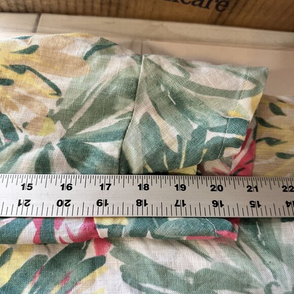 JM Collection Womans Top Plus Size 22W Floral Print Linen Button Up Tropical - Picture 6 of 8